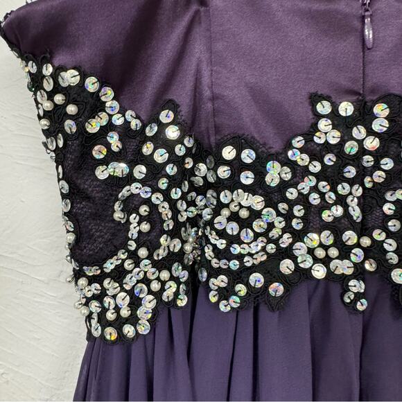Narianna Purple Sequined Gown Womens XS Formal Bridesmaid Prom High Slit Dress - Picture 6 of 14